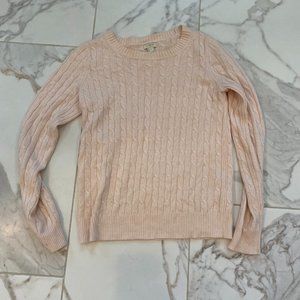 JCrew Pale Pink Cable Crewneck Sweater Size S EUC